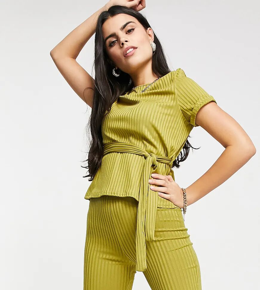 Club L London Petite ribbed t-shirt in green co-ord  Green