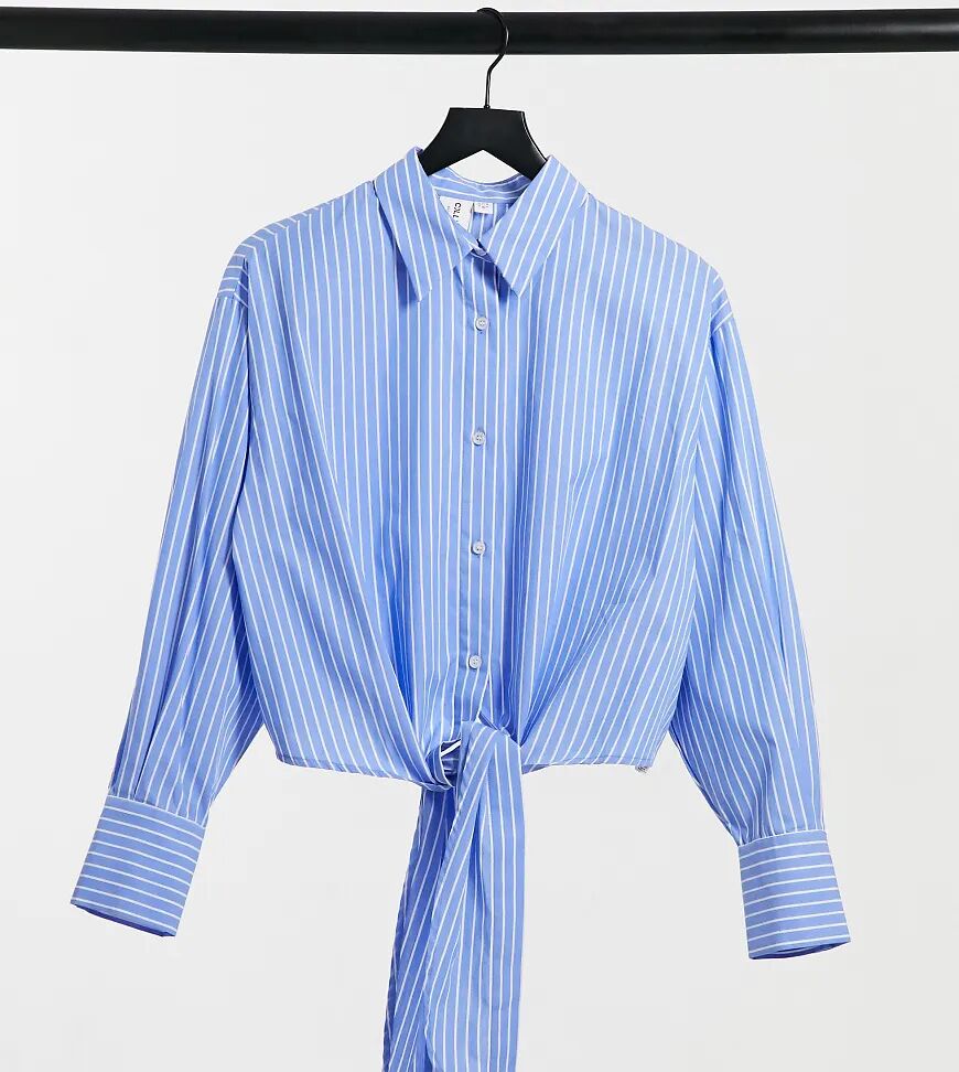 COLLUSION cropped shirt in blue stripe  Blue