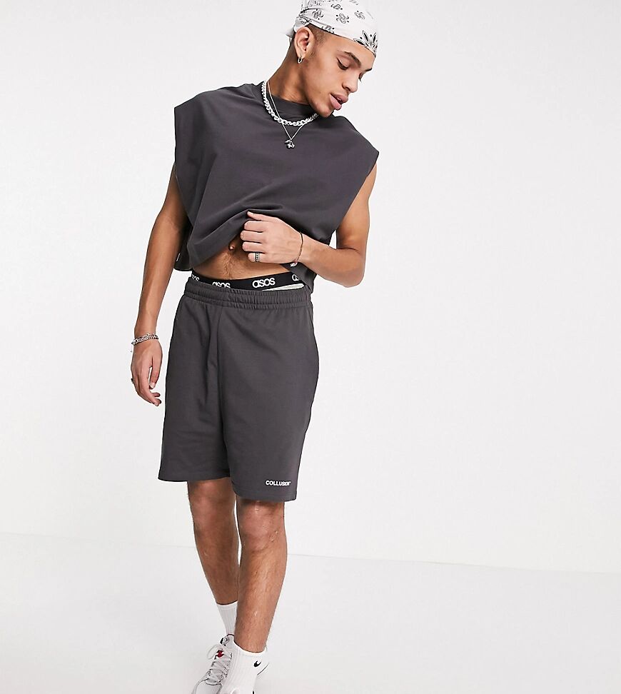 COLLUSION jersey shorts in black co ord  Black