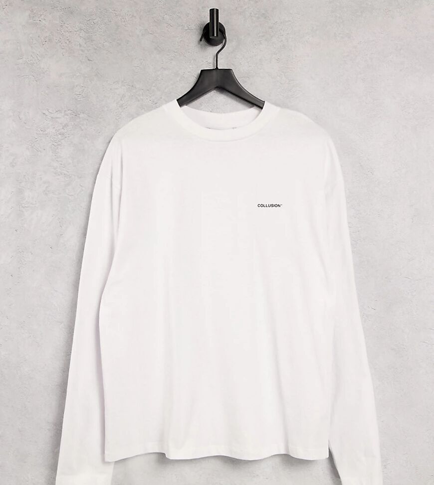 COLLUSION logo long sleeve t-shirt in white  White