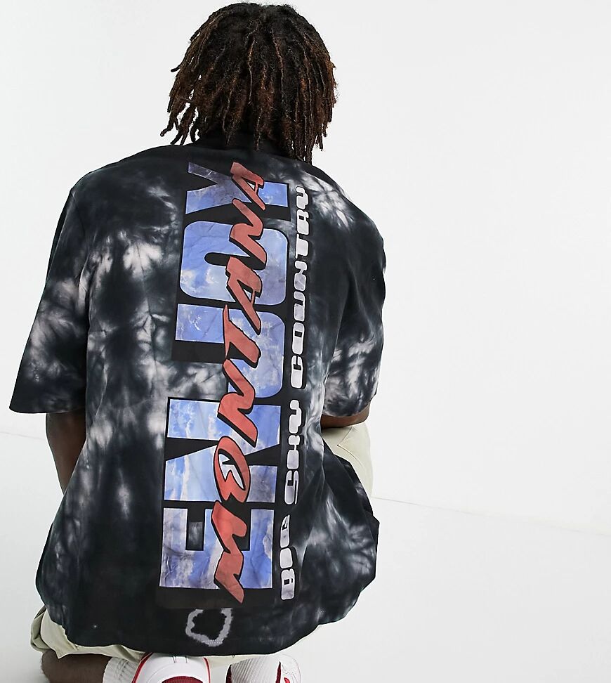 COLLUSION oversized pique shirt with enjoy print in tie dye-Multi  Multi