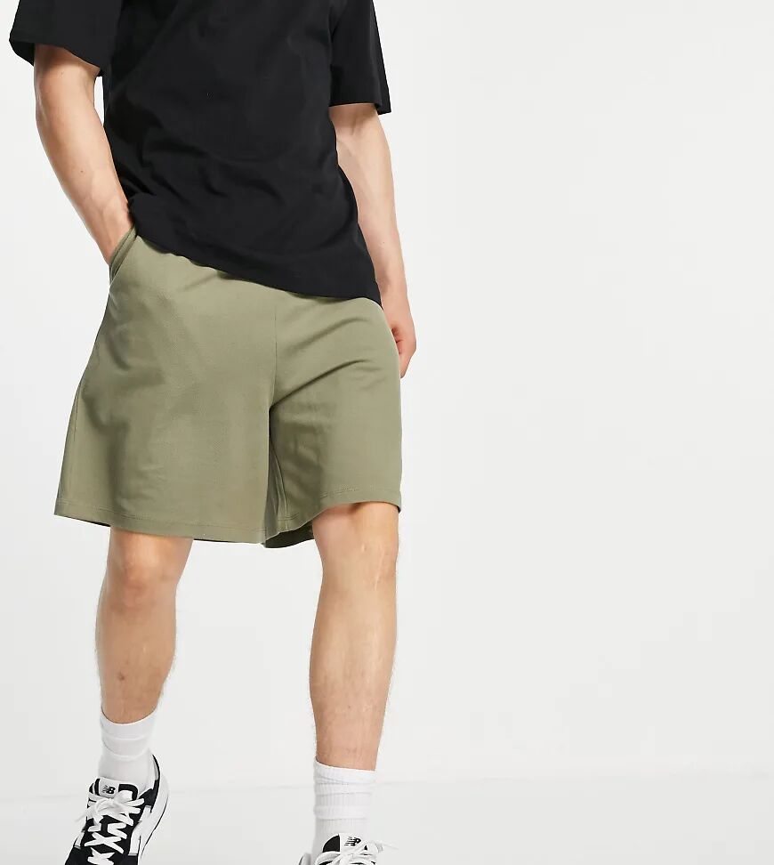 COLLUSION oversized shorts khaki pique fabric co-ord-Green  Green