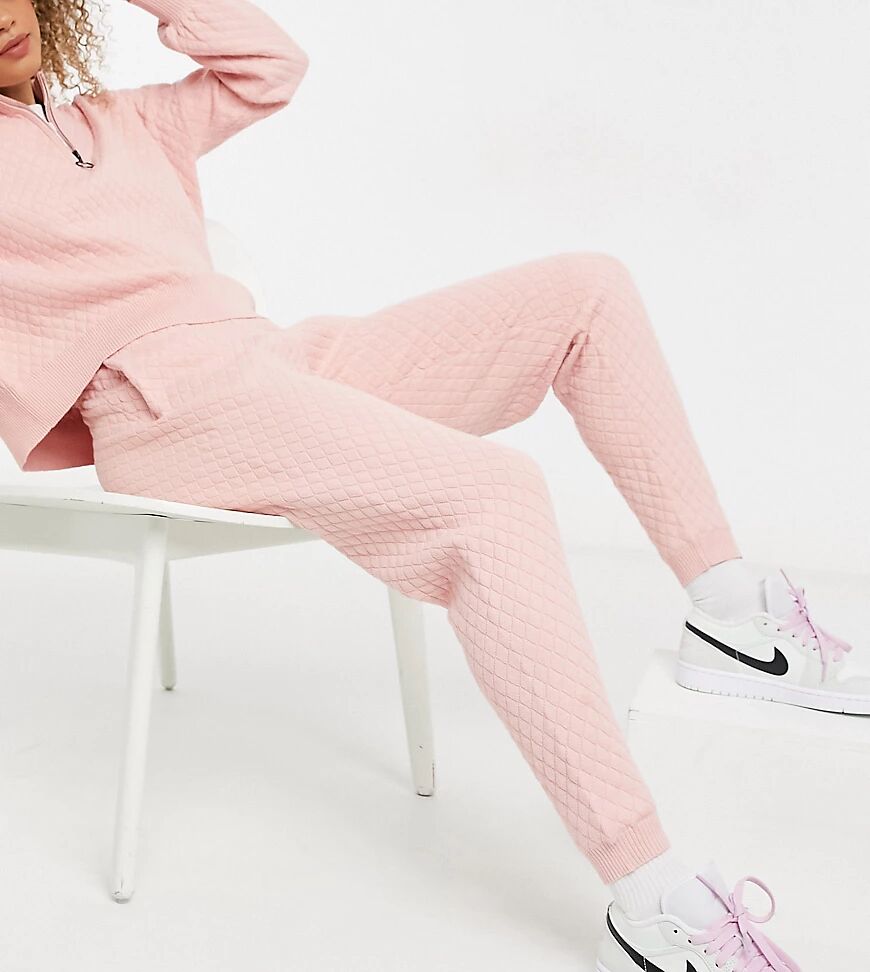 COLLUSION quilted knitted joggers co-ord in light pink-Neutral  Neutral