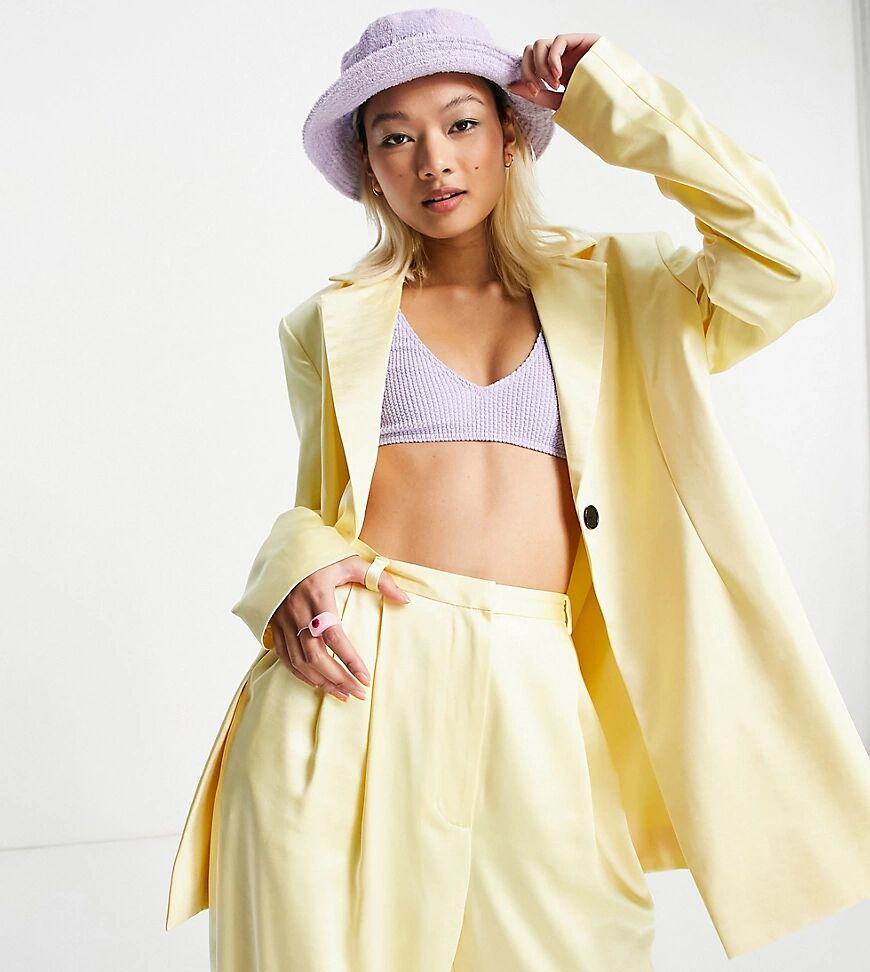 COLLUSION satin blazer with belt in yellow  Yellow