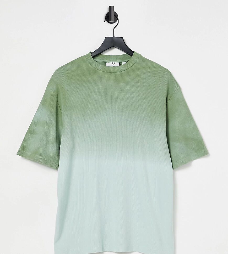 COLLUSION Unisex oversized rib t-shirt in green ombre  Green