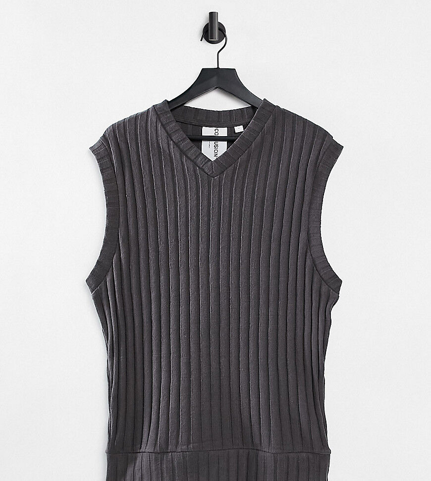 COLLUSION Unisex oversized vest in jersey knit in charcoal co-ord-Grey  Grey