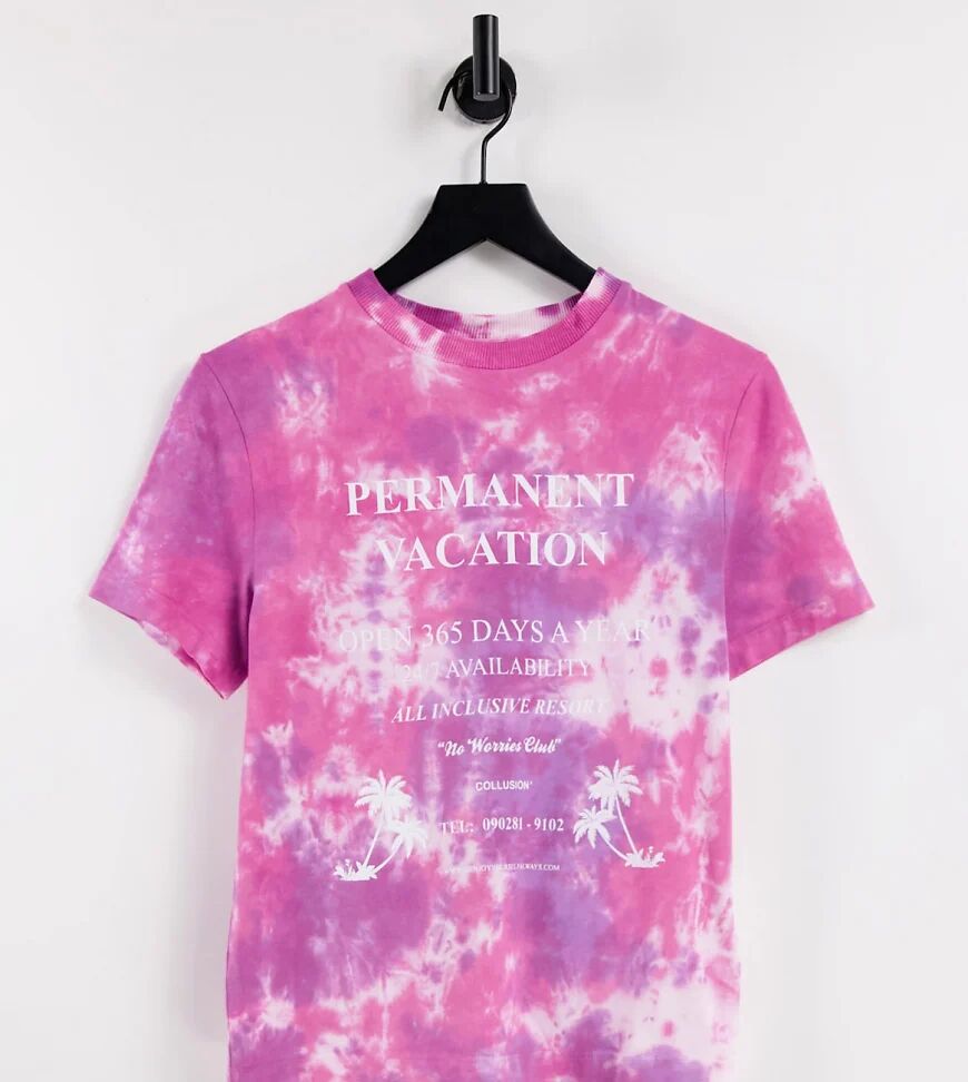 COLLUSION Unisex vintage fit t-shirt in pink tie-dye co-ord  Pink