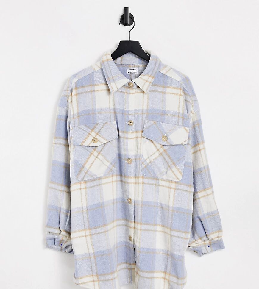 Cotton:On Plus Cotton:On Curve shacket in blue check  Blue