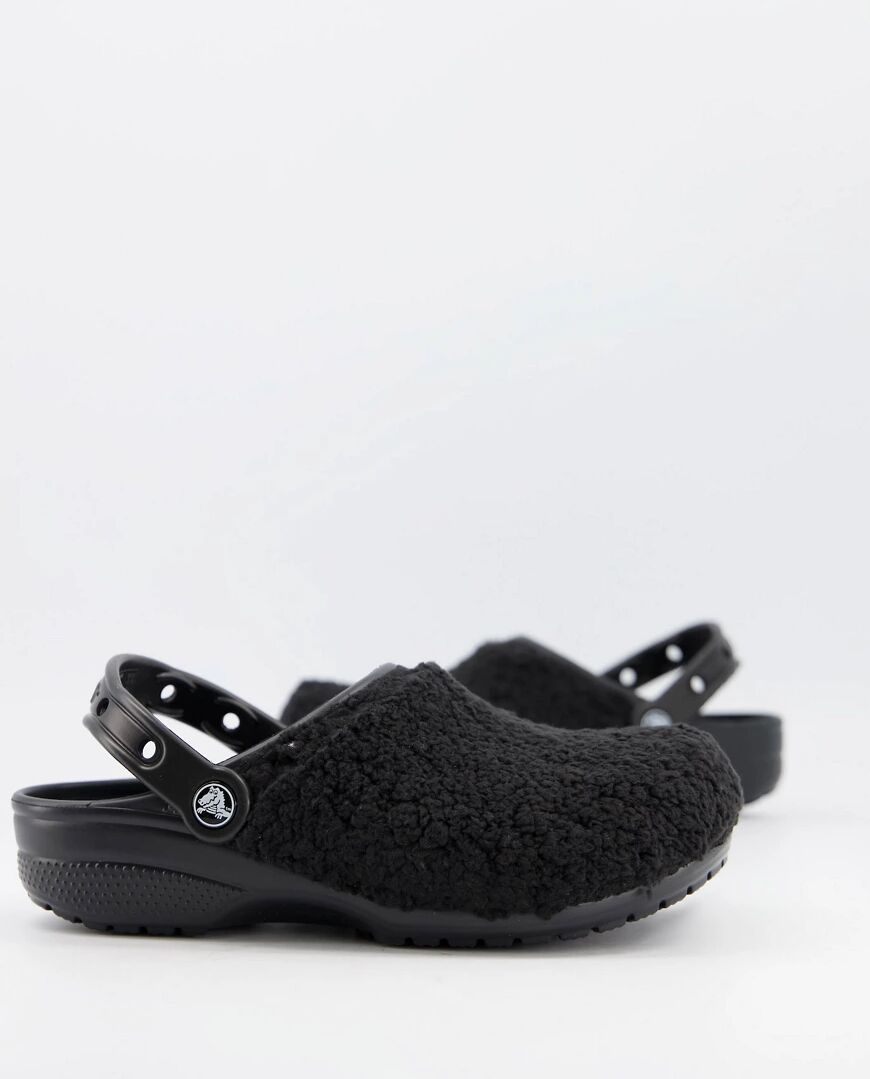 Crocs classic fuzz mania clogs in black  Black