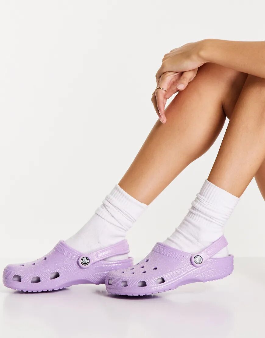 Crocs classic glitter clogs in lilac-Purple  Purple