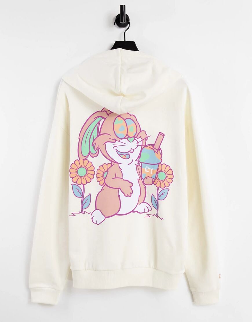 Crooked Tongues hoodie with bunny slushy print in white  White