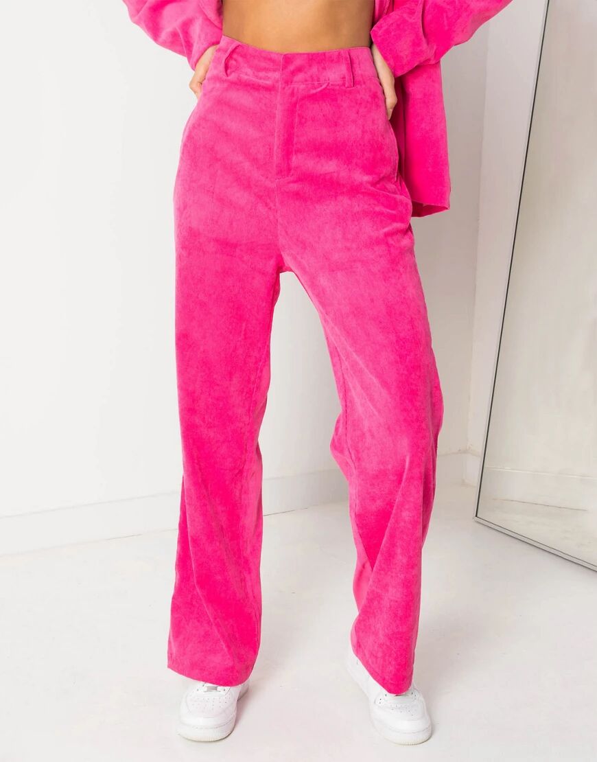 Daisy Street high waist trousers in bright cord co-ord-Pink  Pink