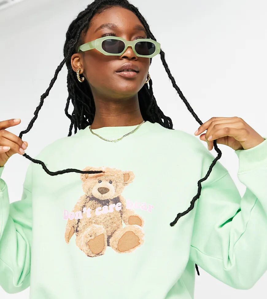 Daisy Street relaxed sweatshirt with bear print-Green  Green