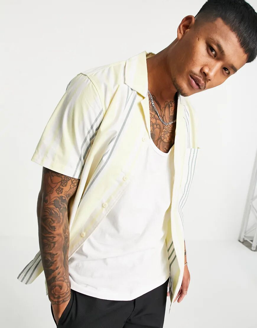 Dickies Grove City stripe short sleeve shirt in mellow green  Green