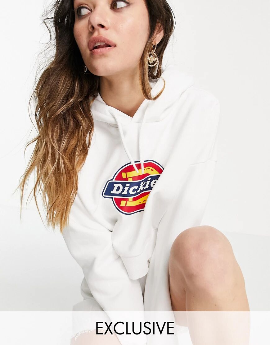 Dickies Icon Logo cropped hoodie in white Exclusive at ASOS  White