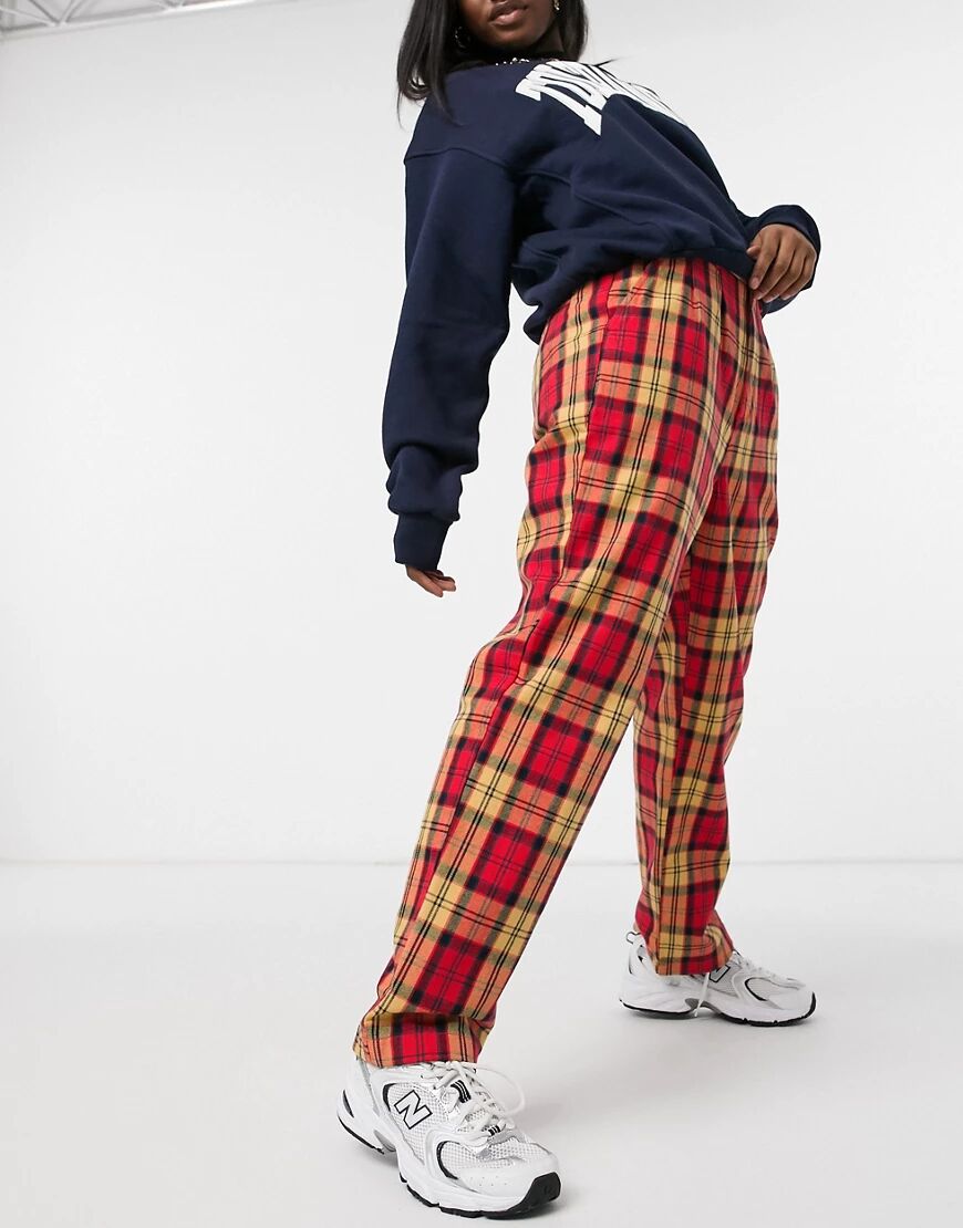 Dickies New Iberia check trousers in red/yellow  Red