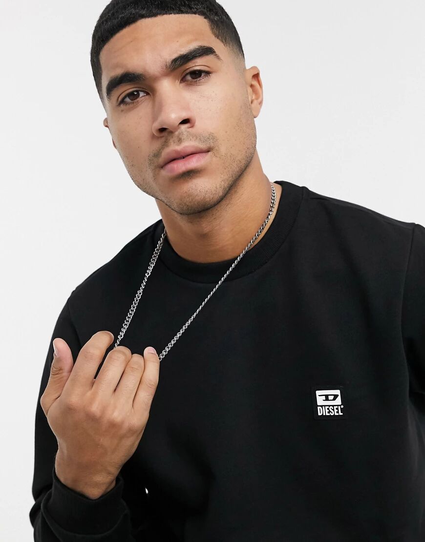 Diesel S-Girk-K12 D badge logo sweat in black  Black