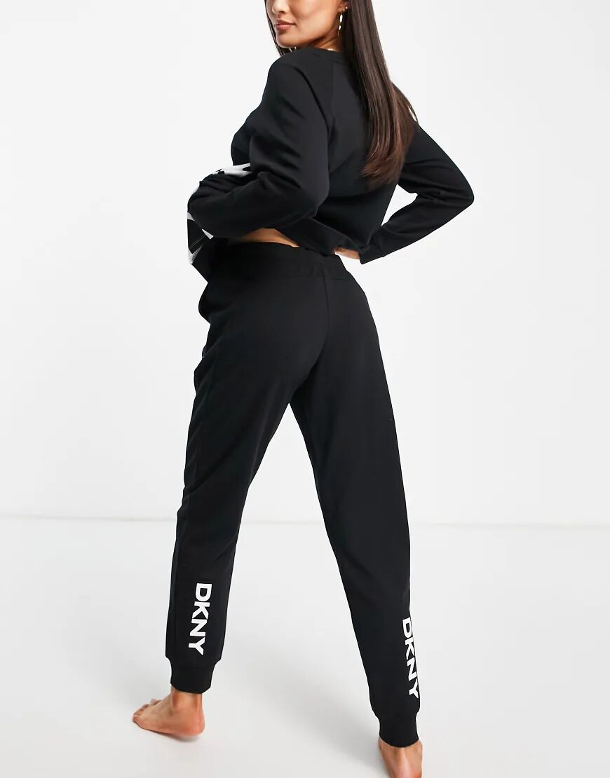 DKNY jersey logo lounge joggers in black  Black