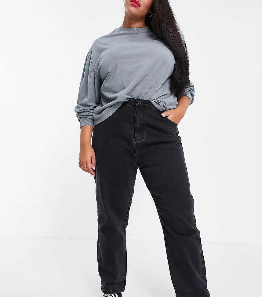 Don't Think Twice Plus Lou mom jeans in vintage black  Black