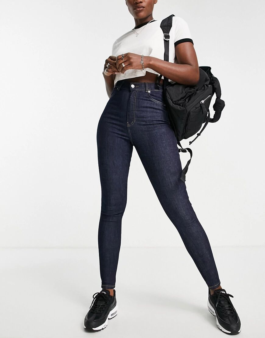 Dr Denim Moxy high wasted skinny jeans in dark blue  Blue