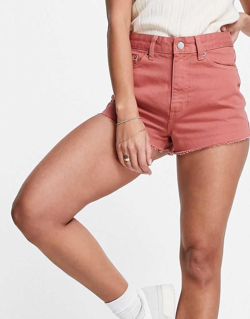 Dr Denim Skye denim shorts with distressing in faded pink  Pink