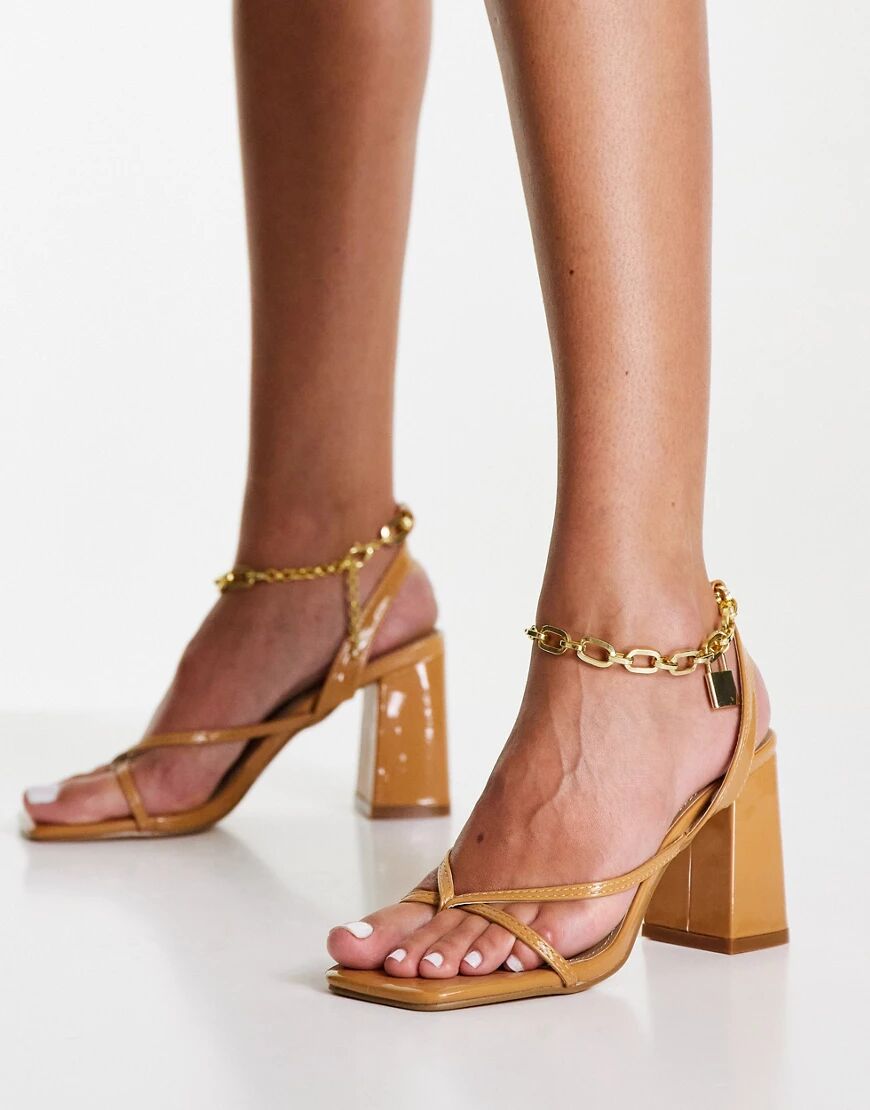 Ego Boca heeled sandals with anklet strap in dark beige-Neutral  Neutral