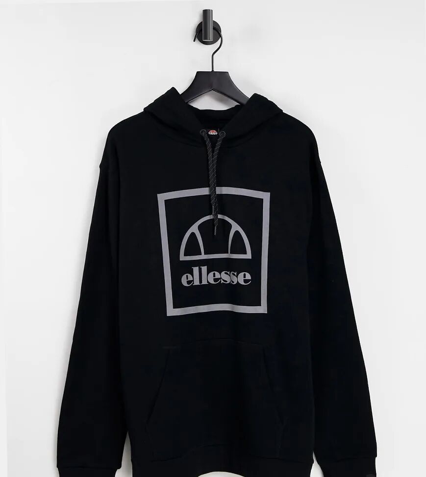 ellesse PLUS hoodie with refelective branding in black  Black