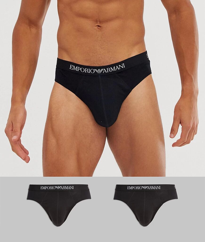 Emporio Armani Bodywear Emporio Armani 2 pack logo briefs in black  Black