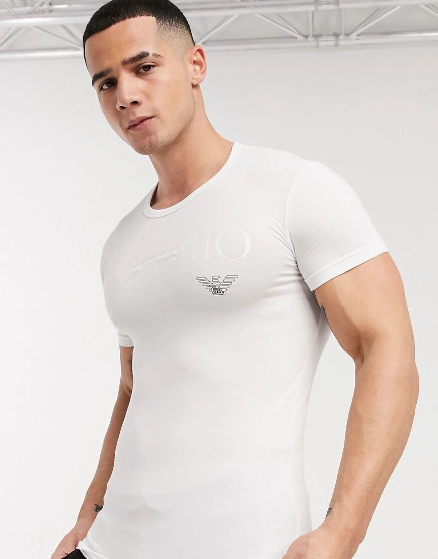 Emporio Armani Bodywear Emporio Armani Loungewear text logo lounge t-shirt in white  White