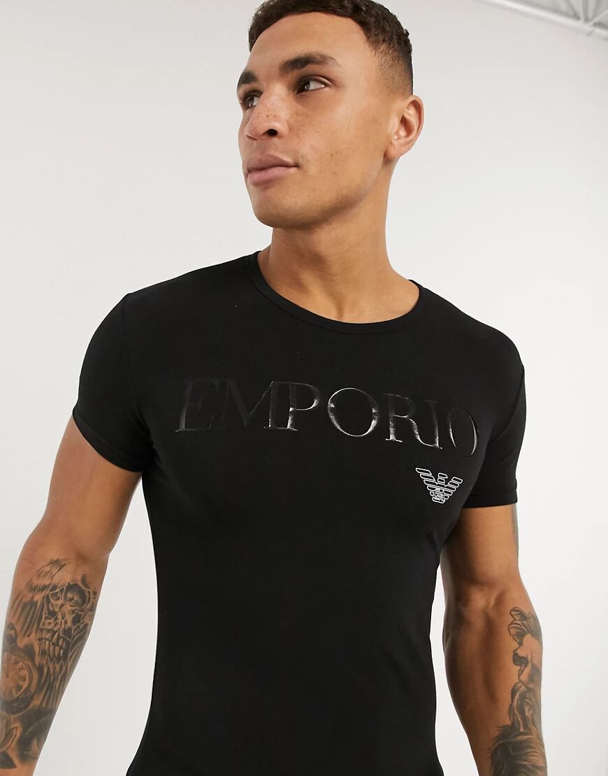 Emporio Armani Bodywear Emporio Armani Loungewear text logo t-shirt in black  Black