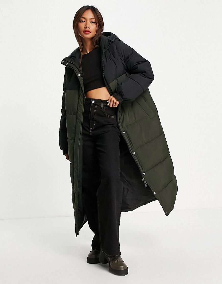 Envii padded full length jacket with removable sleeves in green  Green