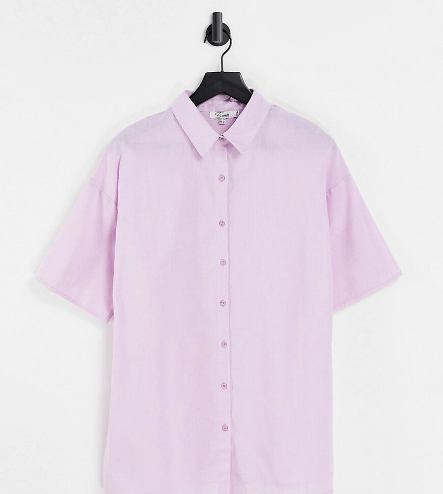 Esmée Esmee Exclusive relaxed linen beach shirt co-ord in lilac-Purple  Purple