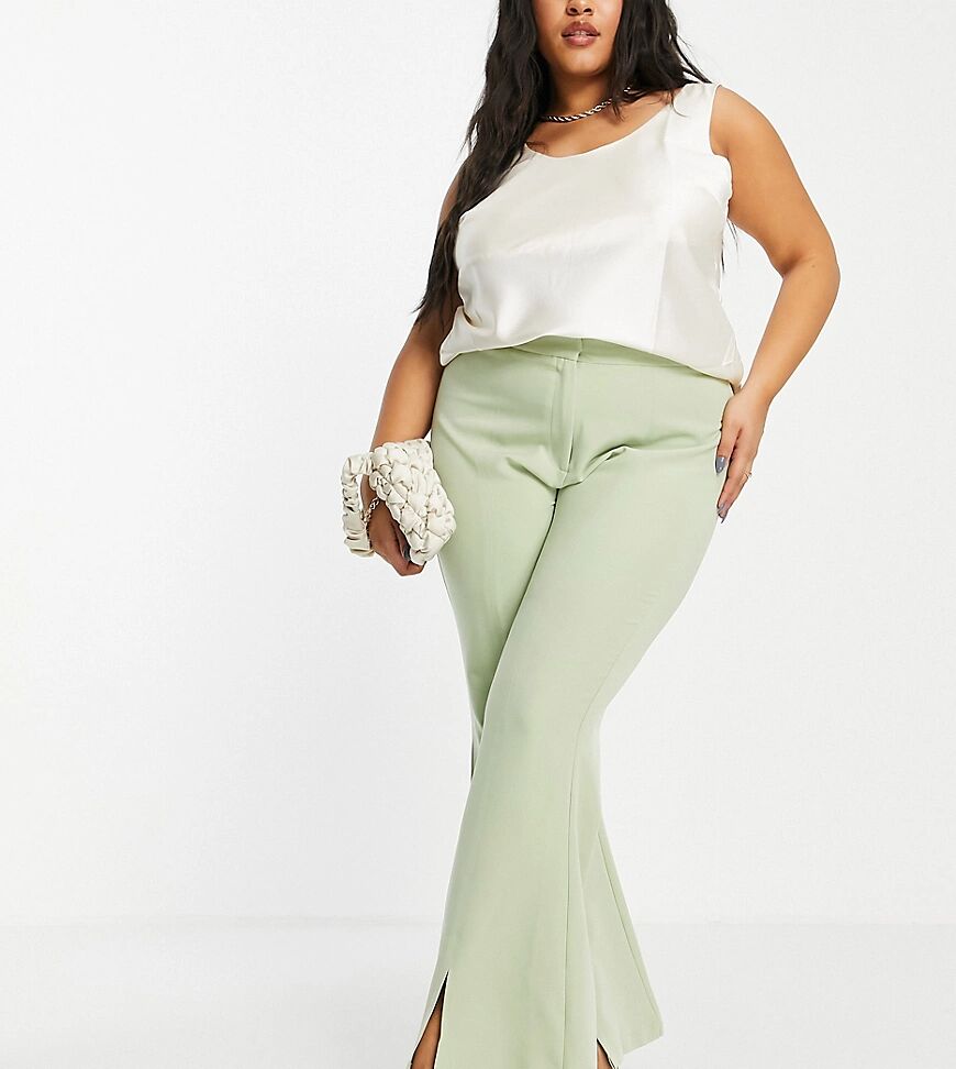 Extro & Vert Plus flare leg trouser co-ord in leaf green  Green