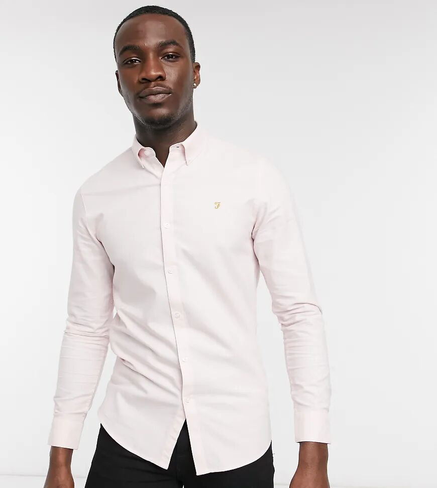 Farah Brewer tall organic cotton slim fit oxford shirt in pink  Pink