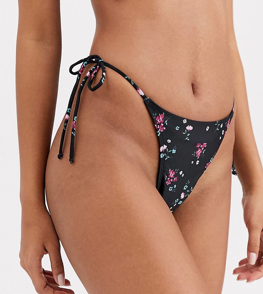 Fashion Union exclusive high leg tie side bikini bottom in ditsy floral print-Multi  Multi