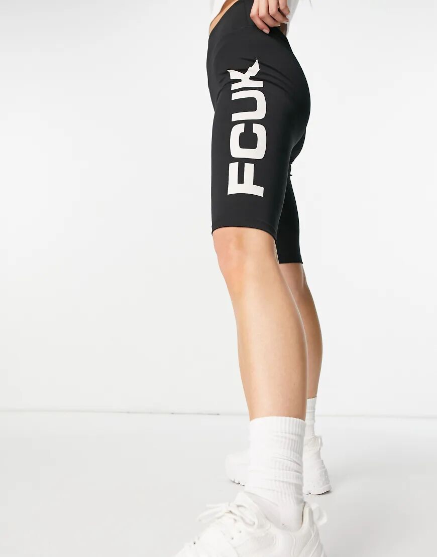 FCUK cropped leggings with logo in black  Black