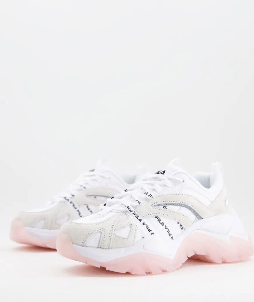 Fila interation trainers in off white and pink  White