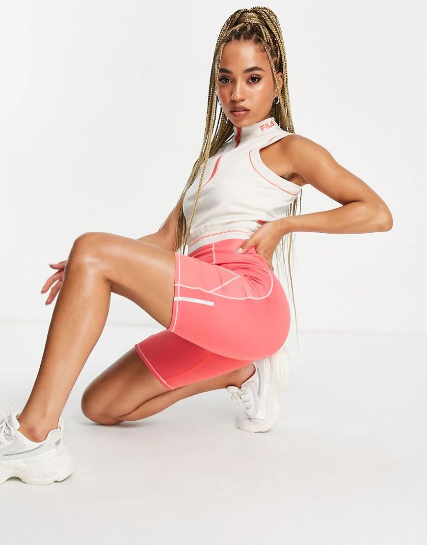 Fila logo panelled legging shorts in pink  Pink