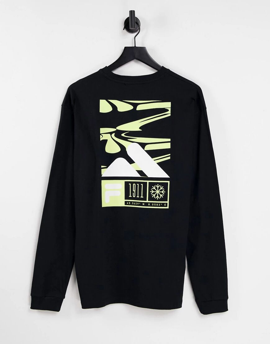 Fila long sleeve t-shirt with back print in black  Black