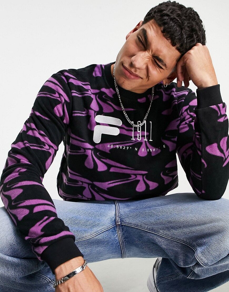 Fila sweat with logo in black and purple  Purple