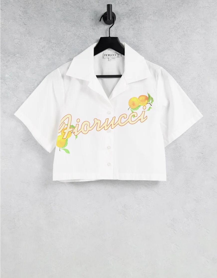 Fiorucci cropped shirt with retro oranges logo graphic-White  White