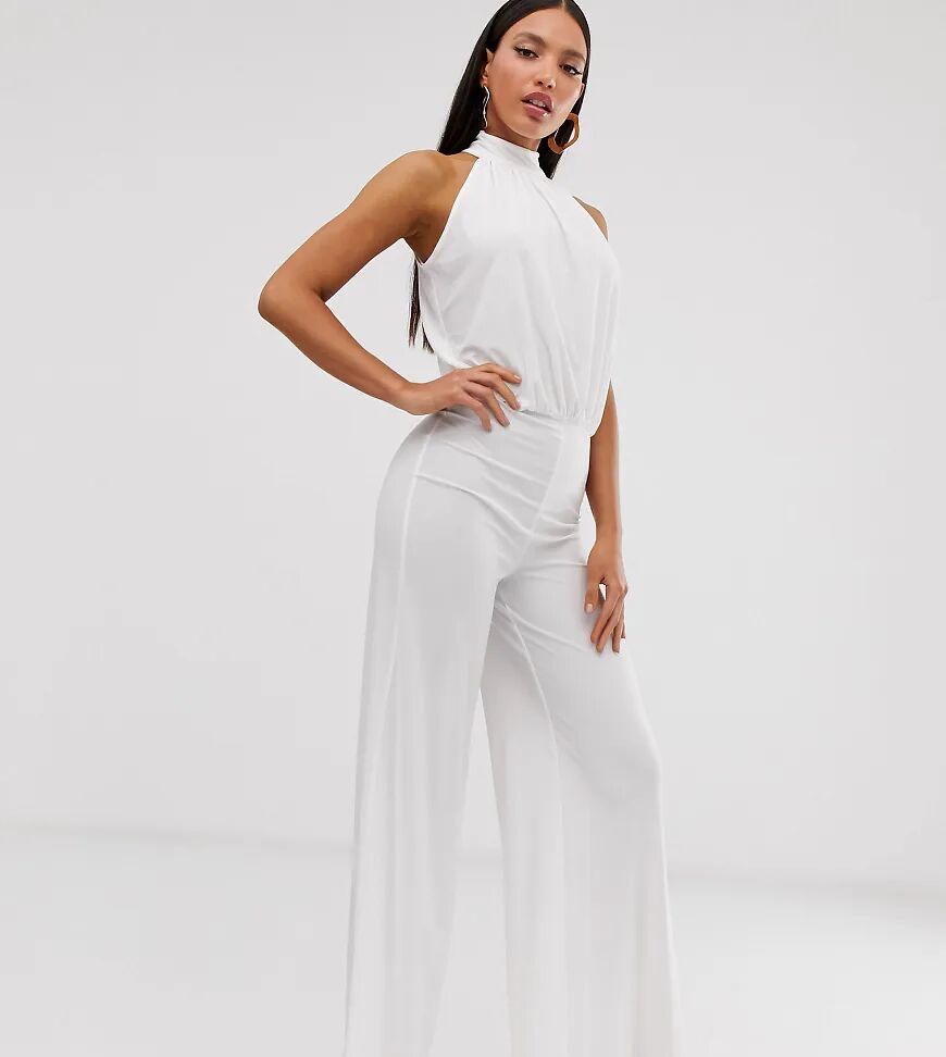 Flounce London Tall jumpsuit in white  White