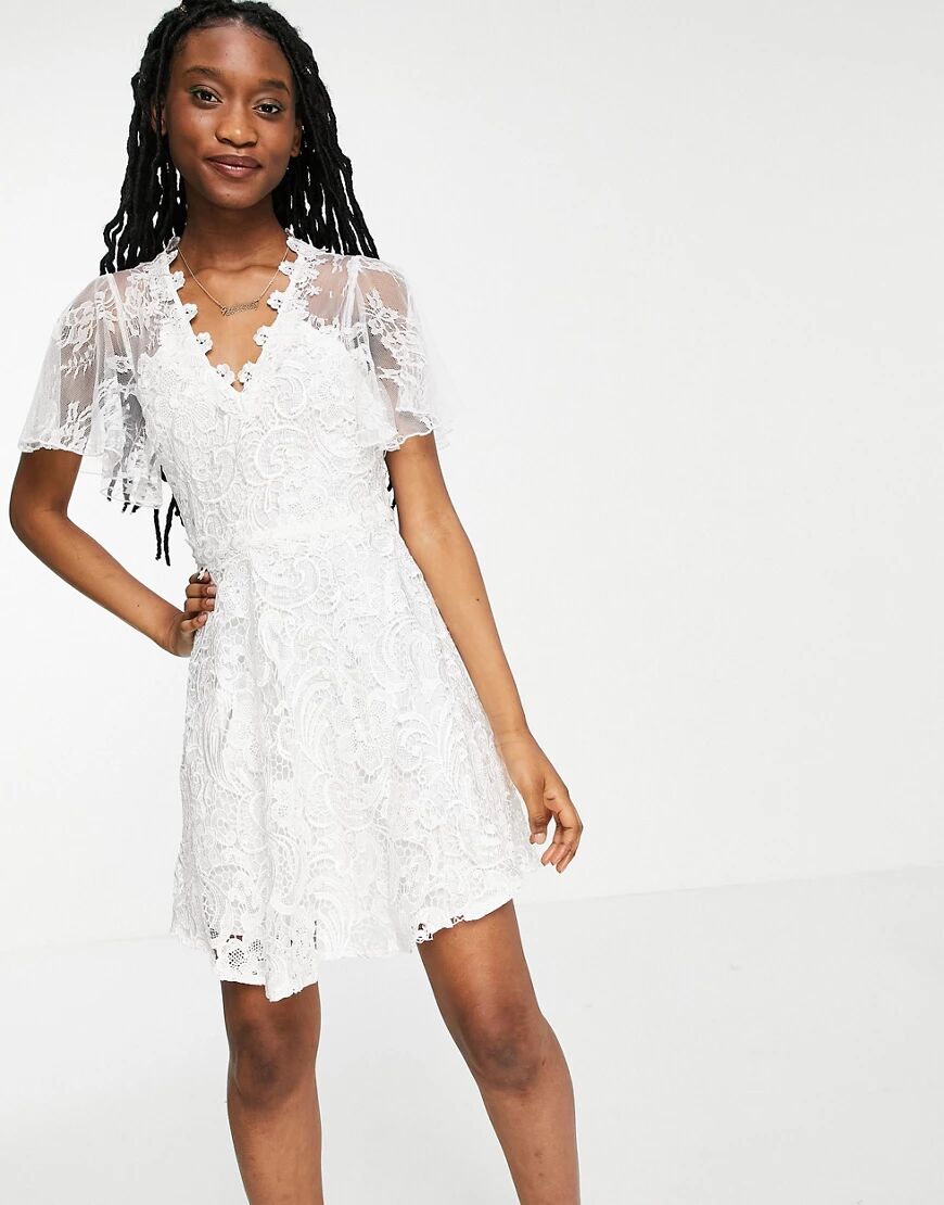 Forever U lace overlay mini dress in white  White