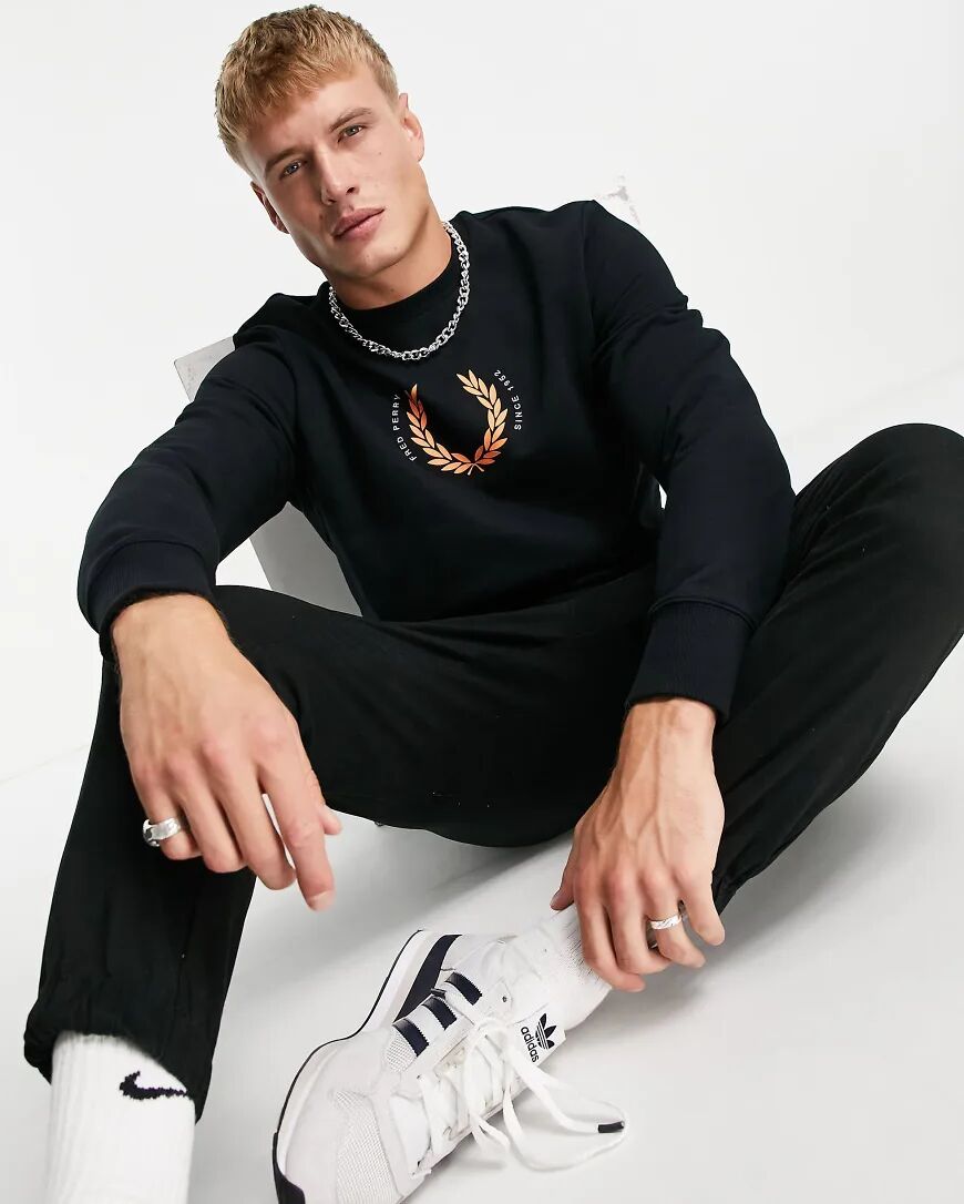 Fred Perry laurel wreath sweatshirt in black  Black