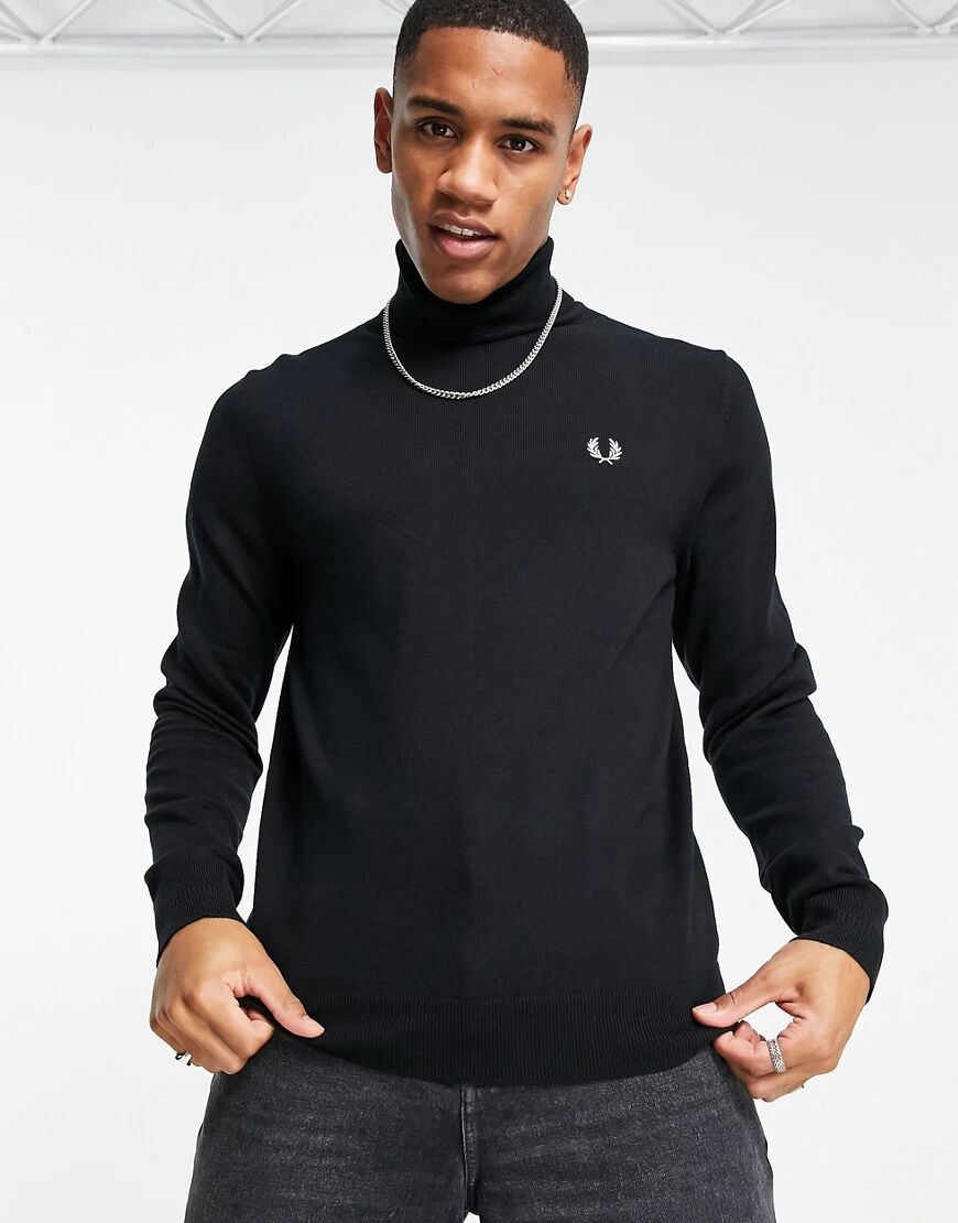 Fred Perry roll neck jumper in black  Black