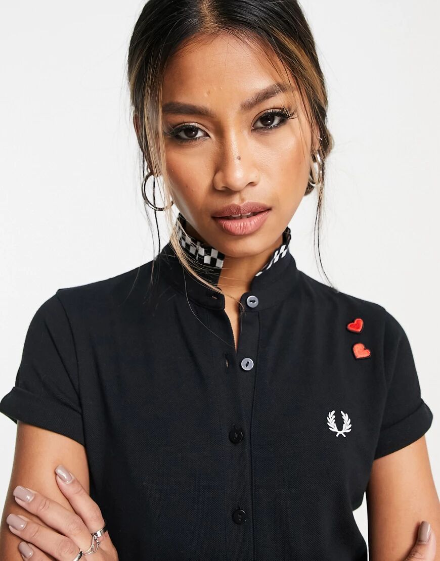 Fred Perry x Amy Winehouse checkerboard collar polo tee in black-Green  Green