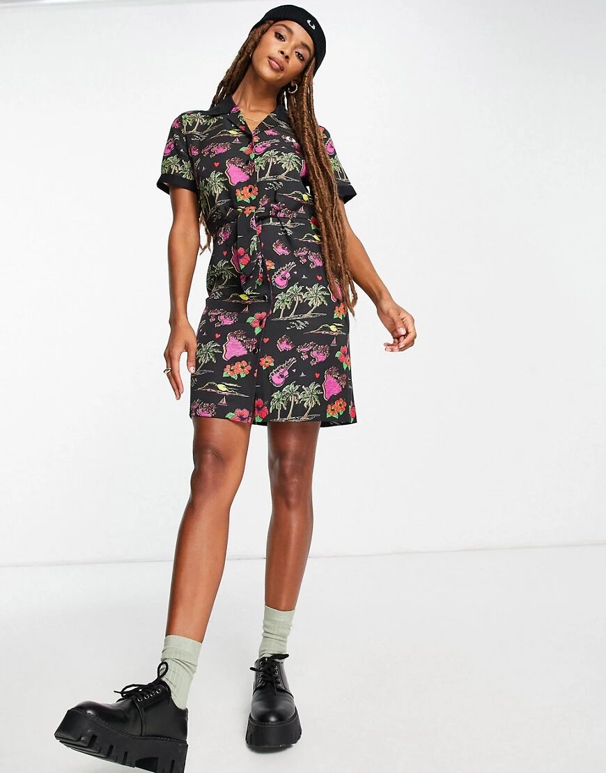 Fred Perry x Amy Winehouse shirt dress in Hawaiian print-Multi  Multi