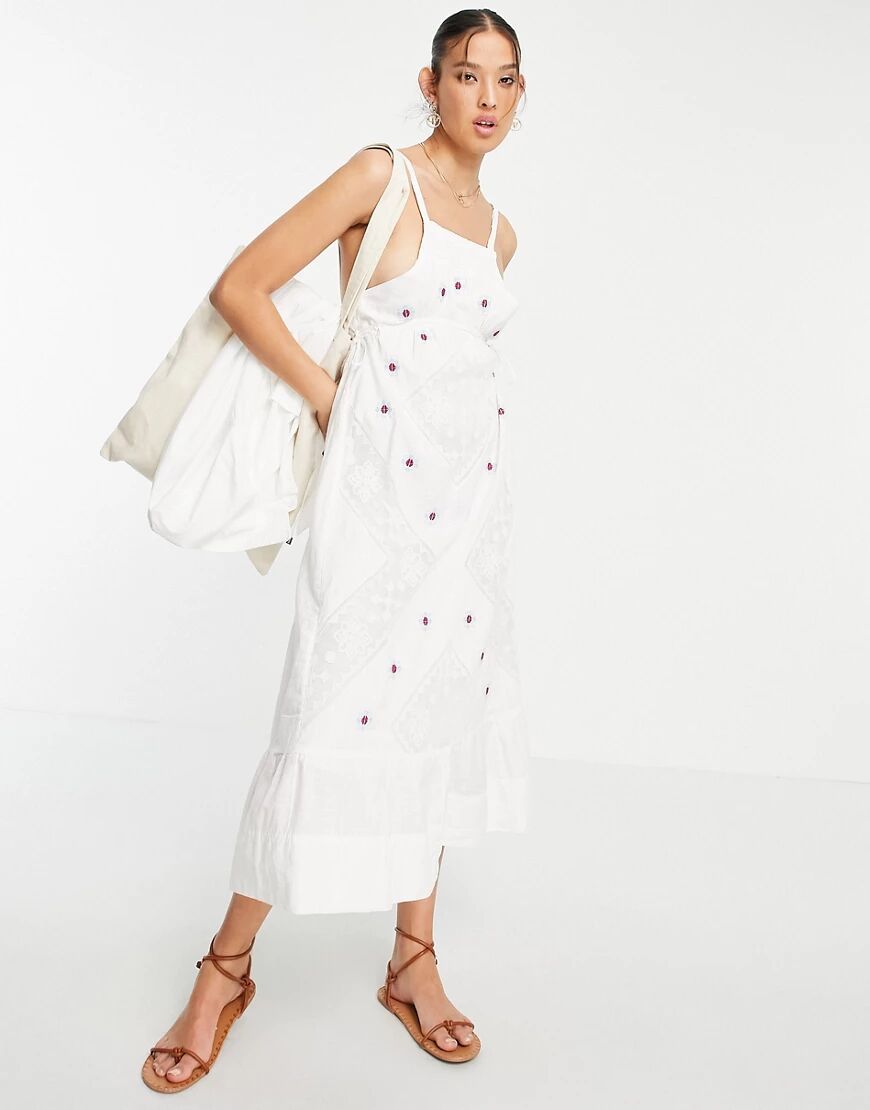 Free People dewdrop maxi cami dress with lace inserts-White  White