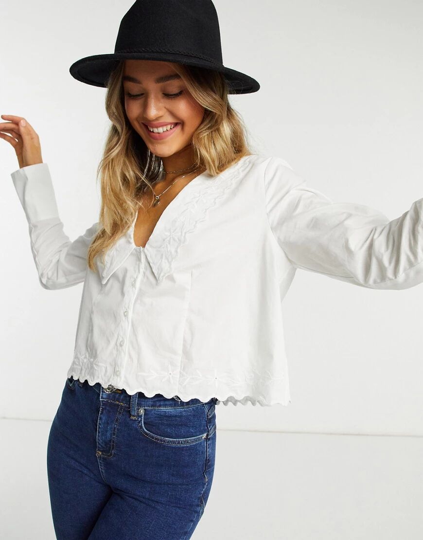 Free People Janie collar detail blouse in white  White