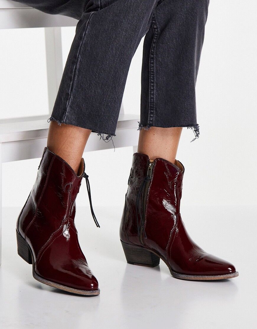 Free People new frontier western boots in patent wine-Red  Red